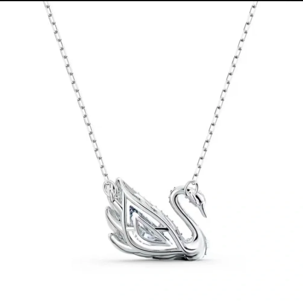 - Swan necklace white rhodium plated from swarovski